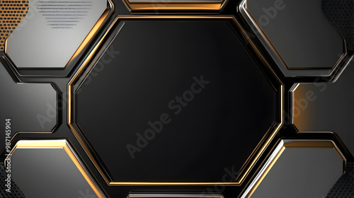 Silver and Gold Hexagonal Frame 87