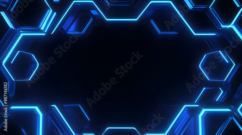 Hexagonal Blue and Black Tech 99