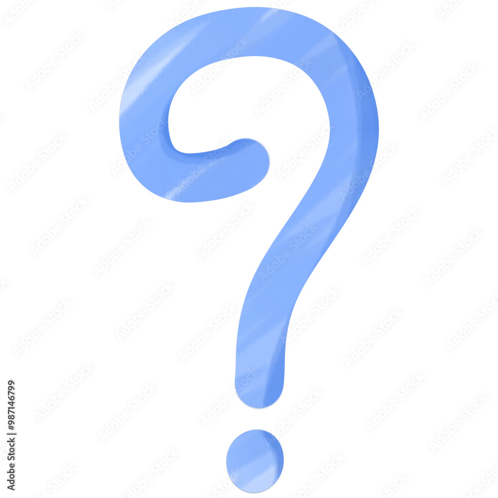 A blue question mark painted with pastel watercolor A blue question mark painted with pastel watercolor
