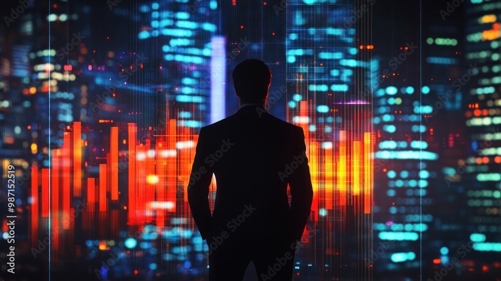 Silhouette of Man Looking at Cityscape Silhouette of Man Looking at Cityscape