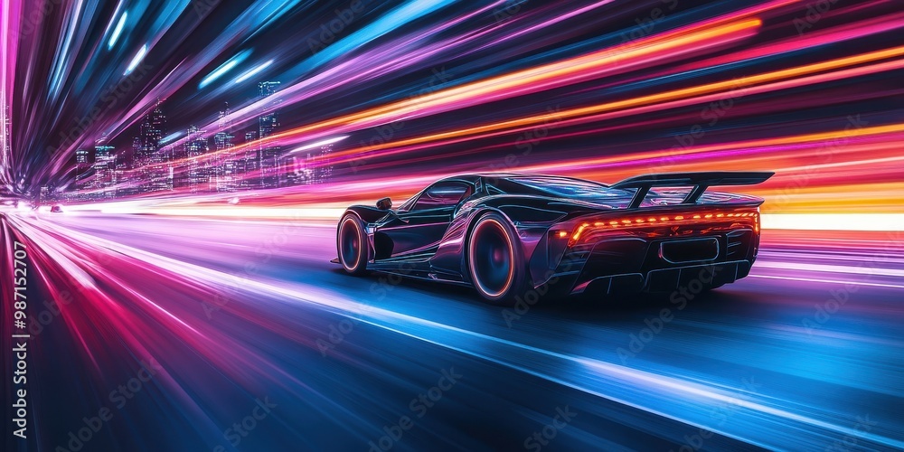 futuristic car speeding on a highway 