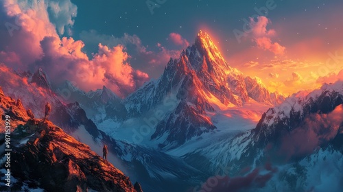 Majestic Mountain Peak at Sunset