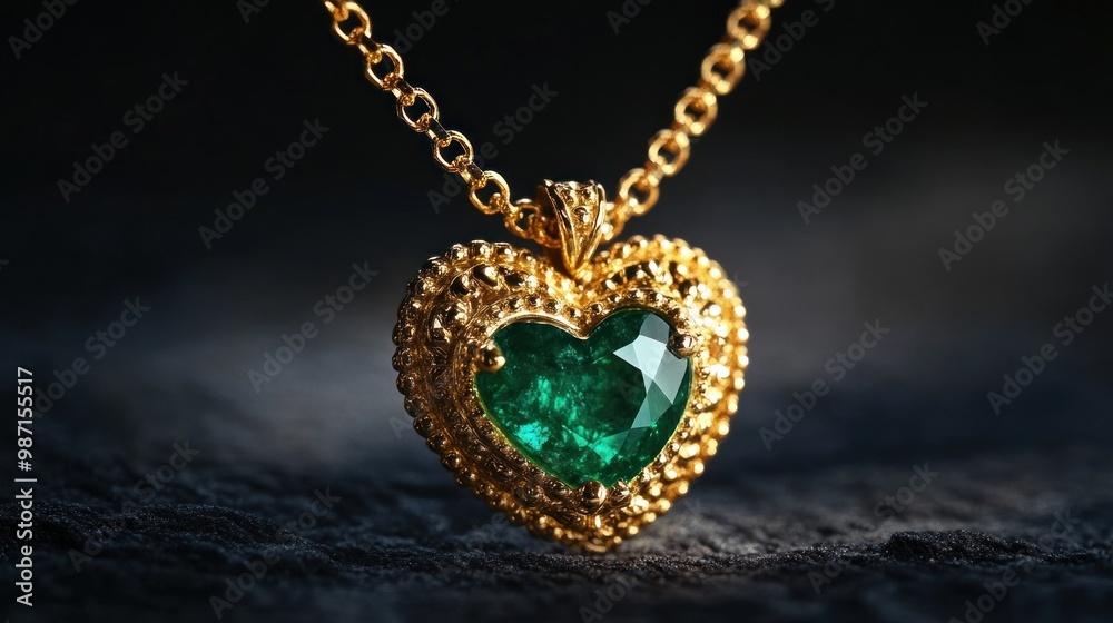 Emerald Heart Pendant Necklace