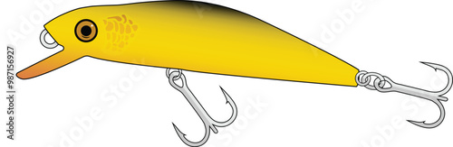 Yellow Fishing MInnow Lure Illustration Vector EPS