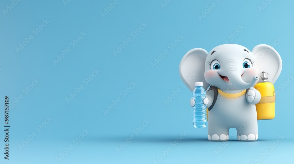 Adorable Elephant Toy in Blue and Yellow on Minimalist Studio Background Adorable Elephant Toy in Blue and Yellow on Minimalist Studio Background