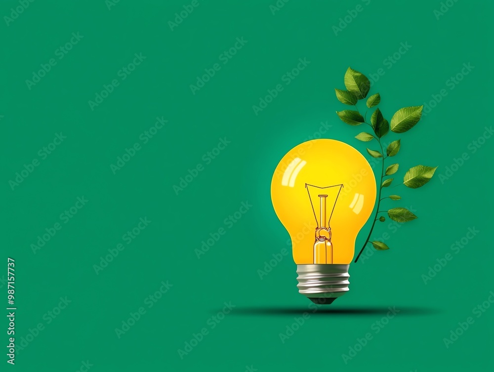 Light bulb with vines, organic growth of ideas, flat design illustration