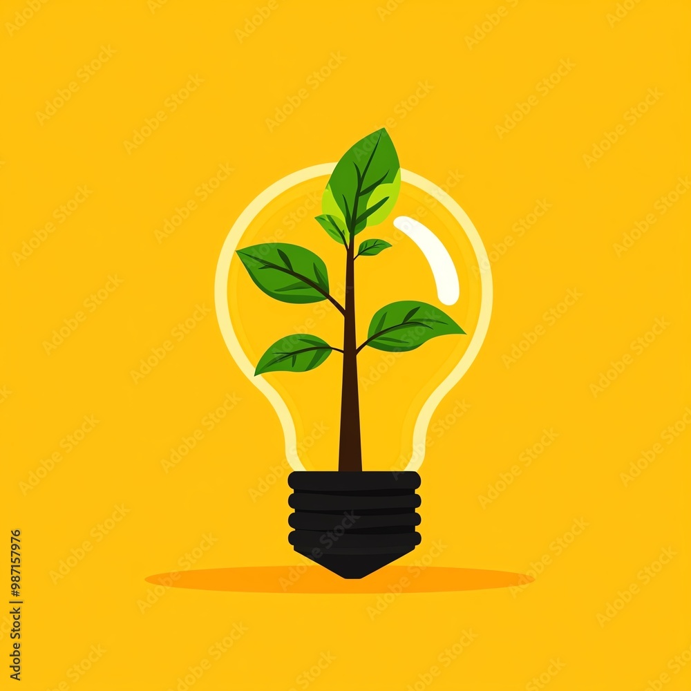 Light bulb with a sprouting plant, idea nurturing and growth, flat design illustration Light bulb with a sprouting plant, idea nurturing and growth, flat design illustration