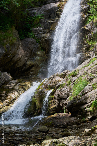 Photography of trees, Maria (Mary) river and Marii waterfall in the Retezat Mountains in Uricani, Hunedoara Romania