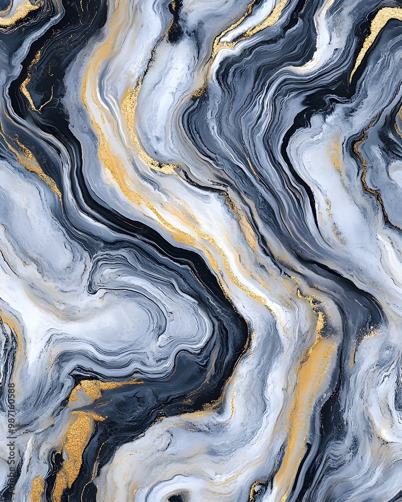 Abstract background with a swirling pattern in shades of black, white, and gold. Abstract background with a swirling pattern in shades of black, white, and gold.