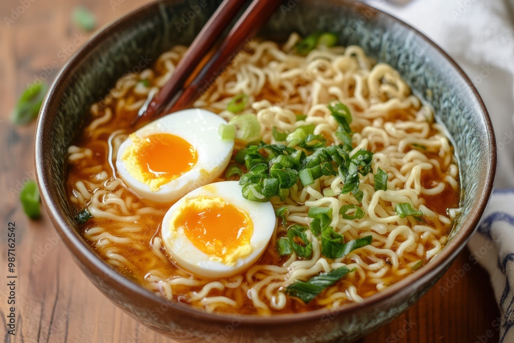 homemade ramen with eggs and noodles , ai homemade ramen with eggs and noodles , ai