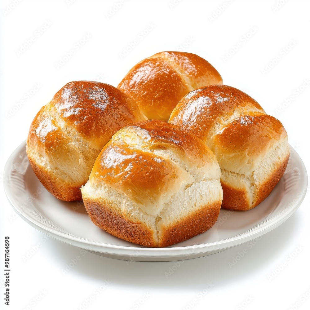 Bun bread served on a plate, isolated on a white background, focusing on its inviting and delicious presentation. Bun bread served on a plate, isolated on a white background, focusing on its inviting and delicious presentation.