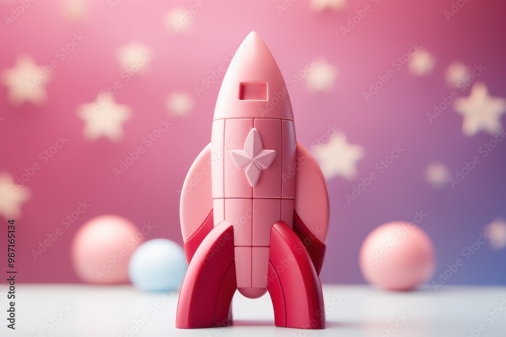 Colorful rocket launching in vibrant space Colorful rocket launching in vibrant space