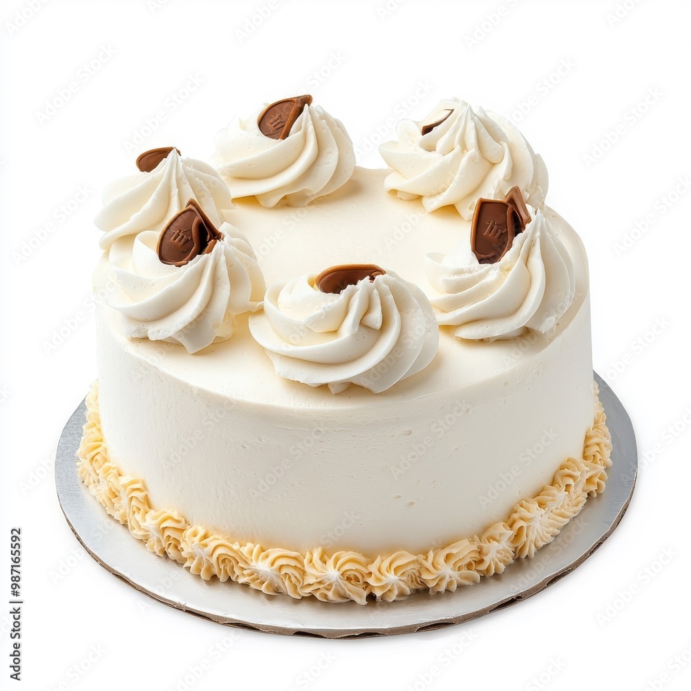 Vanilla cake isolated on white background, showcasing its smooth texture and delicate details. Vanilla cake isolated on white background, showcasing its smooth texture and delicate details.