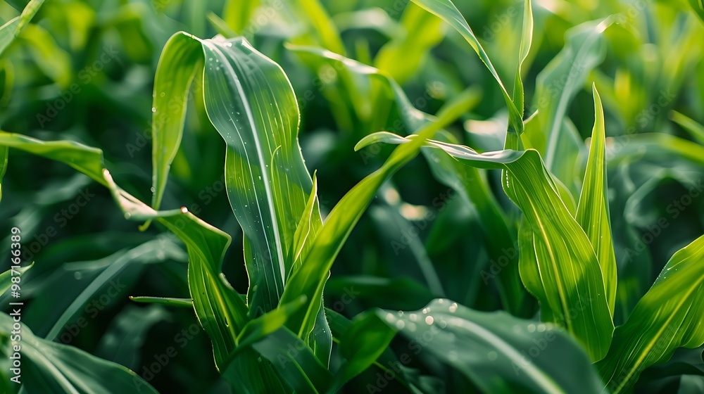Green corn growing on the field in the summer. Green corn growing on the field in the summer.