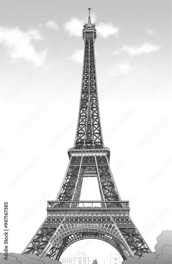 Obraz premium 漫画風ペン画イラスト 海外_街並