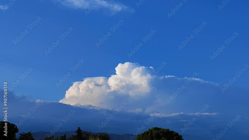 Beautiful white cumulus clouds and blue sky in time lapse Beautiful white cumulus clouds and blue sky in time lapse