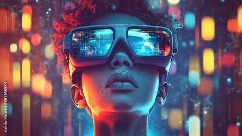 Wallpaper Mural Child with futuristic glasses experiencing virtual reality effects Torontodigital.ca