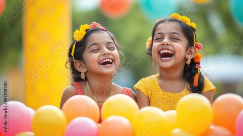 Happy indian kids children celebration birthday party