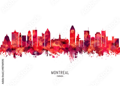 Montreal Canada Skyline Red