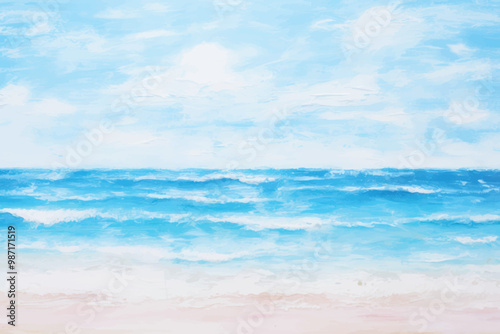 Serene beach with blue waves