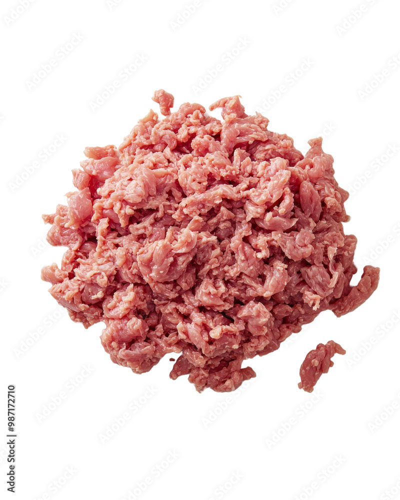 Raw ground pork arranged on clean transparent background Raw ground pork arranged on clean transparent background