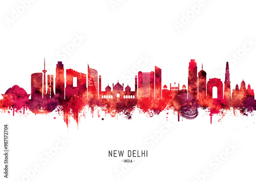 Obraz na płótnie New Delhi India Skyline Red w salonie