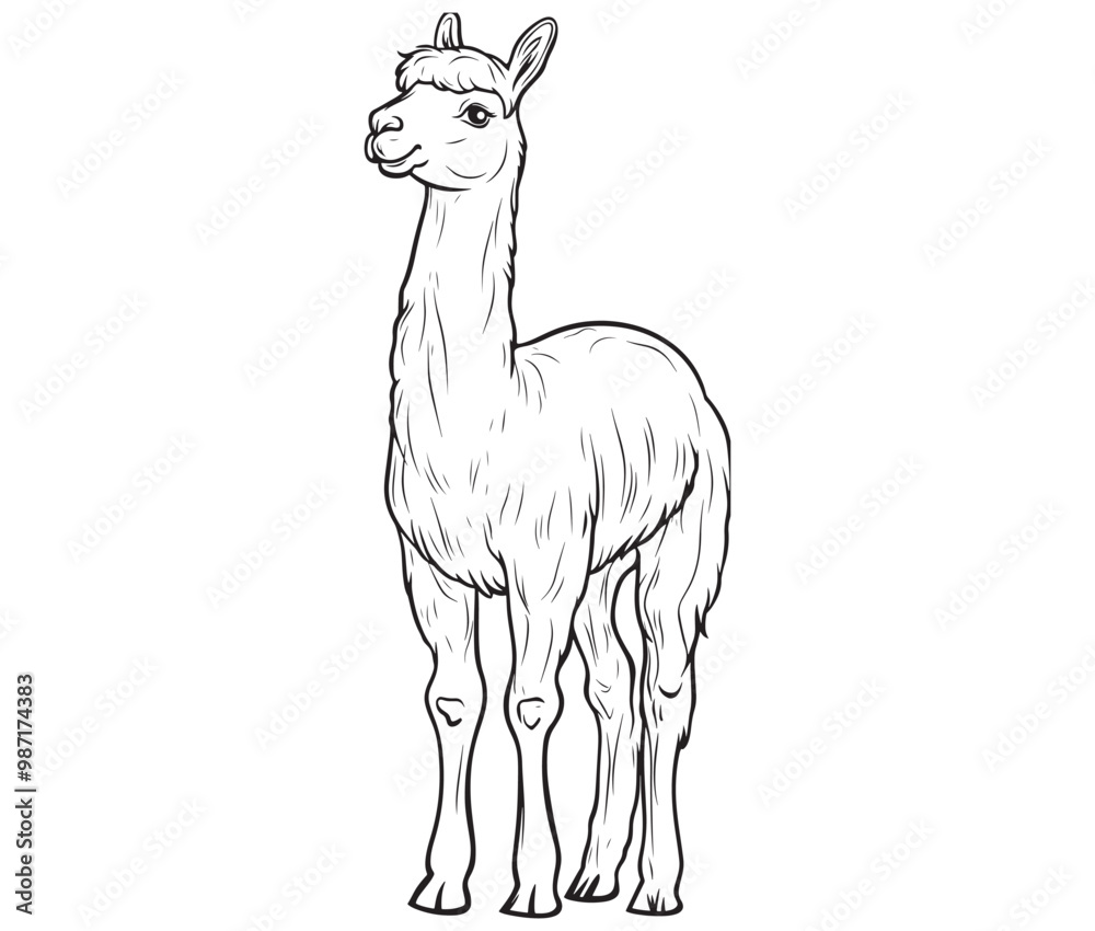 Alpaca silhouette vector, llama line art vector, animal vector Alpaca silhouette vector, llama line art vector, animal vector