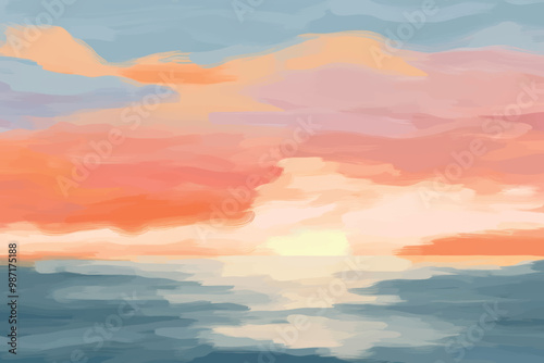 Painting ocean water sky.
