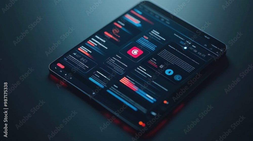 Smartphone displaying an interactive social media dashboard with trending content and notifications popping up Smartphone displaying an interactive social media dashboard with trending content and notifications popping up