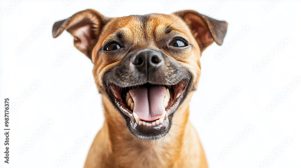 Happy dog with open mouth, isolated on a white background Happy dog with open mouth, isolated on a white background