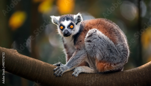 Ring-Tailed Lemur on tree in natural habitat 