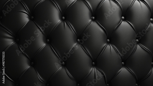 Elegant Black Luxury Quilted Background with Smooth Texture