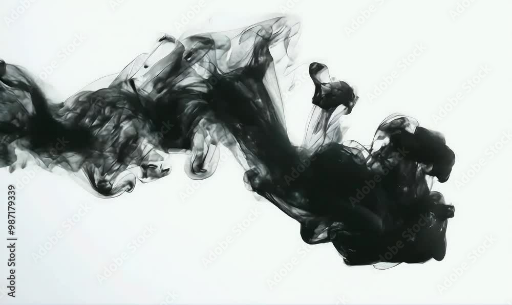 Abstract Black Ink Swirls in Water Abstract Black Ink Swirls in Water