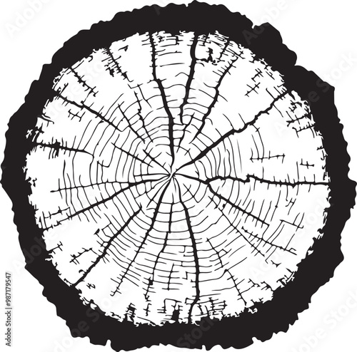 Cross Section Tree Wood Silhouette Vector