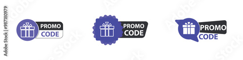 Promo code label. Promo code template for web marketing. Vector illustration