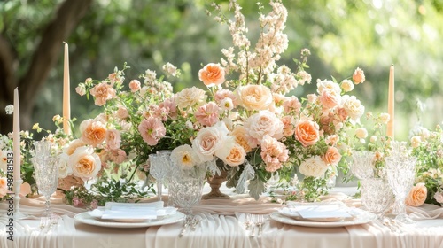 gorgeous garden wedding decor with romantic table settings featuring pastel linens and lovely floral centerpieces a dreamy setting for a memorable celebration