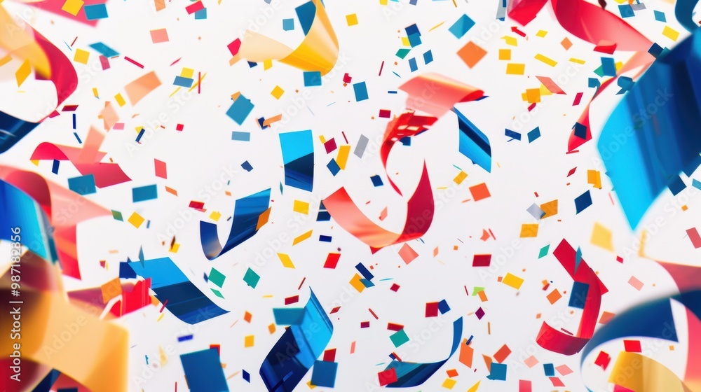 Colorful Abstract Birthday Background with Geometric Shapes and Floating Confetti for Party Designs Colorful Abstract Birthday Background with Geometric Shapes and Floating Confetti for Party Designs