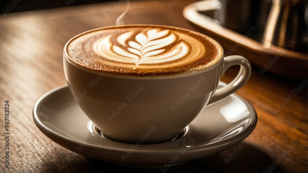 intricate latte art lightning bolt design on a creamy cappuccino, ad concept or background intricate latte art lightning bolt design on a creamy cappuccino, ad concept or background