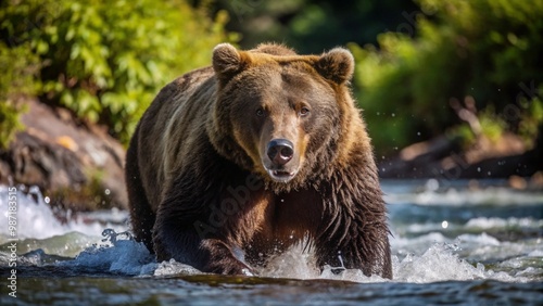 brown bear in the lake