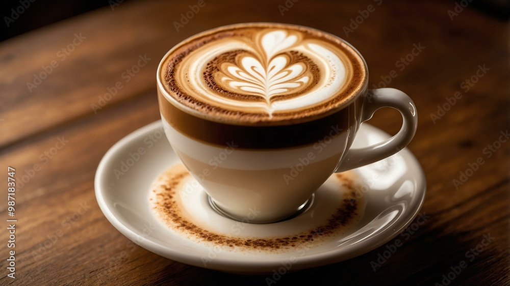intricate latte art flower design on a creamy cappuccino, ad concept or background intricate latte art flower design on a creamy cappuccino, ad concept or background