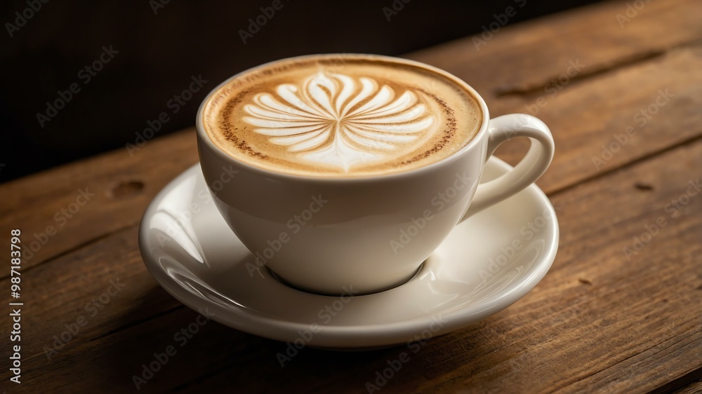 intricate latte art dandelion design on a creamy cappuccino, ad concept or background intricate latte art dandelion design on a creamy cappuccino, ad concept or background