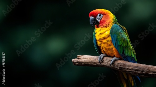 Colorful Macaw Parrot on Branch