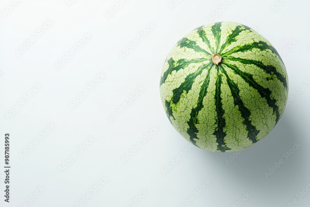 Whole watermelon on white background, ready to eat Whole watermelon on white background, ready to eat