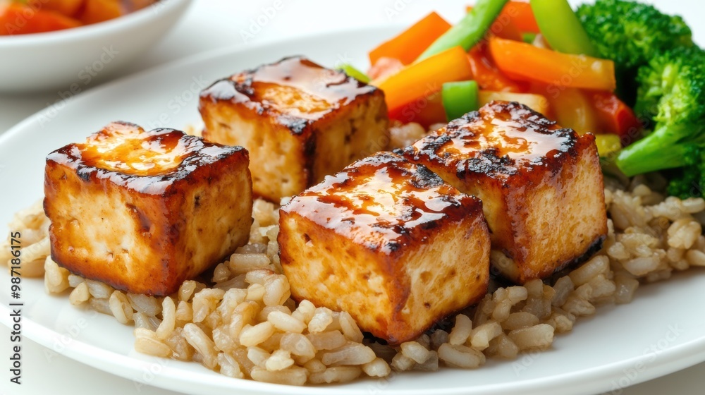 Grilled Tofu with Vegetables and Rice Bowl Grilled Tofu with Vegetables and Rice Bowl