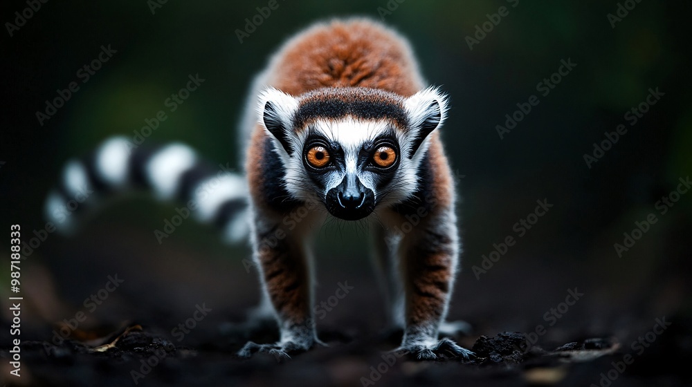 Obraz premium Lemur Staring Intently in a Natural Setting