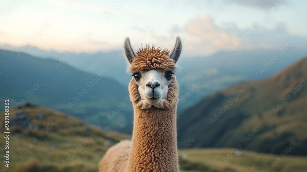 Obraz premium Llama in Mountain Landscape
