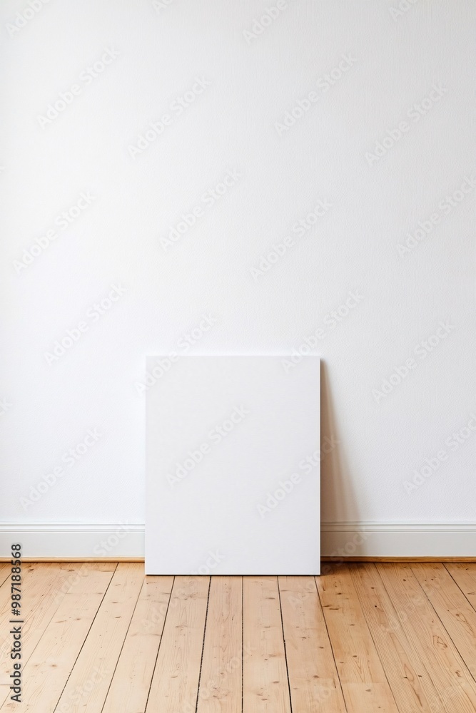 Minimalist Blank Canvas on Wooden Floor