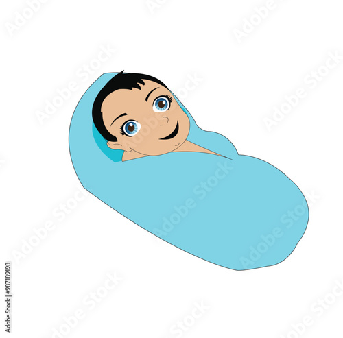 Indian Cartoon new born baby vector illustration