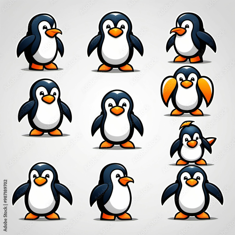 set of penguins with hats set of penguins with hats