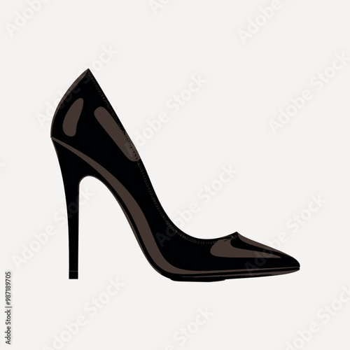 Elegant black high heel shoe